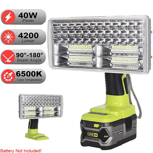 50W 4200LM Flashlight Torch LED Work Light for Emergencies for Ryobi 18V Battery