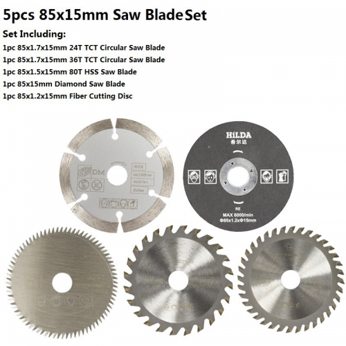 5Pcs 85mm Circular Saw Blade HSS TCT Mini Saw Blade 15 mm Bore Saw Cut Wood