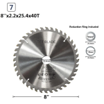 1PC Circular Saw Blade Tungsten Carbide Saw Blade for Wood 8" 40T TCT Blade