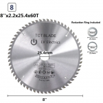 100PC Circular Saw Blade Tungsten Carbide Saw Blade for Wood 8" 60T TCT Blade