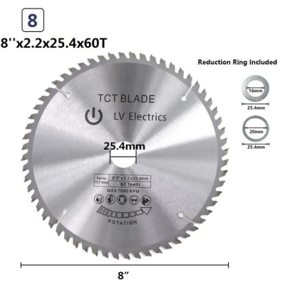 100PC Circular Saw Blade Tungsten Carbide Saw Blade for Wood 8" 60T TCT Blade