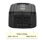Battery Adapter Converter Dual USB Ports  For Dewalt 18V to 20V Li-ion Power Tool