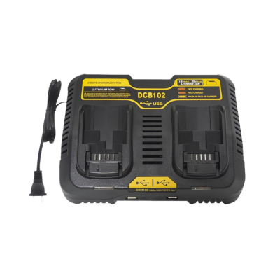 Twin Dual Charger DCB102 For Dewalt 2USB Ports Li-Ion 10.8/18/20v Site Plug