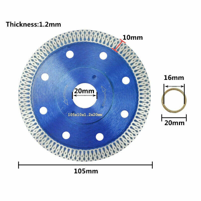 100pc Porcelain Tile Turbo Thin Diamond Dry Fast Cutting Blade/Disc 105