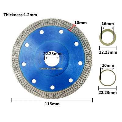 100pc Porcelain Tile Turbo Thin Diamond Dry Fast Cutting Blade/Disc 115