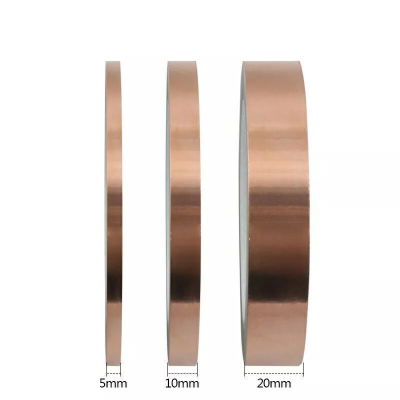 100PC 10mm*0.05mm  25M  Double-Side Adhesive Copper Slug Tape Snail Barrier conductive Repellent Guitar EMI