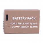 Battery for Canon LP-E17 - 1500mAh with USB Charging Port 200D Mark II 250D 750D