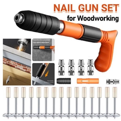 NEW Woodworking Integrated Air Nailer Manual Steel Nail Nailer 4 Gears Power Gun