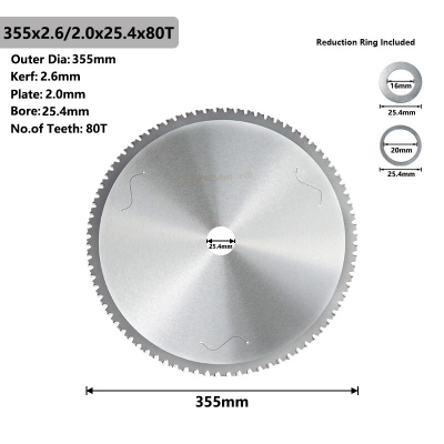 14 Inch Metal Cutting Saw Blade 80 Tooth Circular Saw Blade 1'' Arbor for Steel