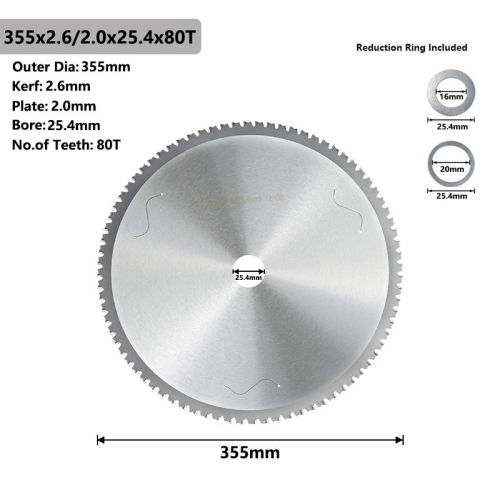 14 Inch Metal Cutting Saw Blade 80 Tooth Circular Saw Blade 1'' Arbor for Steel
