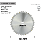 100PC 6-1/2" 40T Metal Cutting Circular Saw Blade Carbide Tip for Steel Ferrous Metal