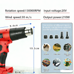 Jet Air Blower 130000RPM Leaf Blower Turbo Fan /5Nozzle for Milwaukee18v-20v Battery