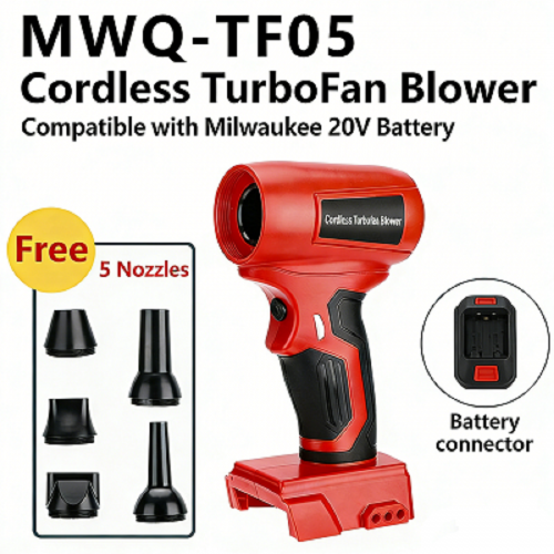 Jet Air Blower 130000RPM Leaf Blower Turbo Fan /5Nozzle for Milwaukee18v-20v Battery