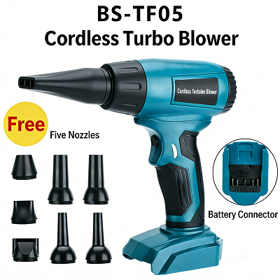 Jet Air Blower 130000RPM Leaf Blower Turbo Fan /5Nozzle for Bosch18v-20v Battery