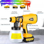 200W Cordless Electric Spray Gun High Power Paint Sprayer For Dewalt 18V Battery