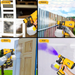 200W Cordless Electric Spray Gun High Power Paint Sprayer For Dewalt 18V Battery