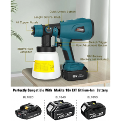 High Power Electric Paint Sprayer for Makita 18V Battery Cordless HVLP Spray Gun